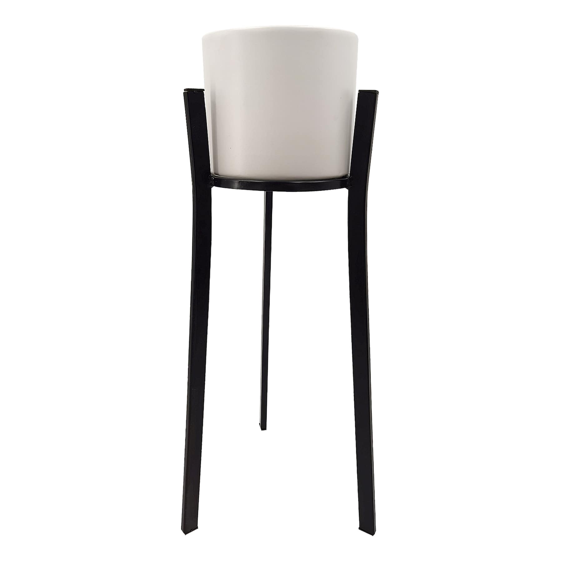 White & Black Metal Planter Stand, Small
