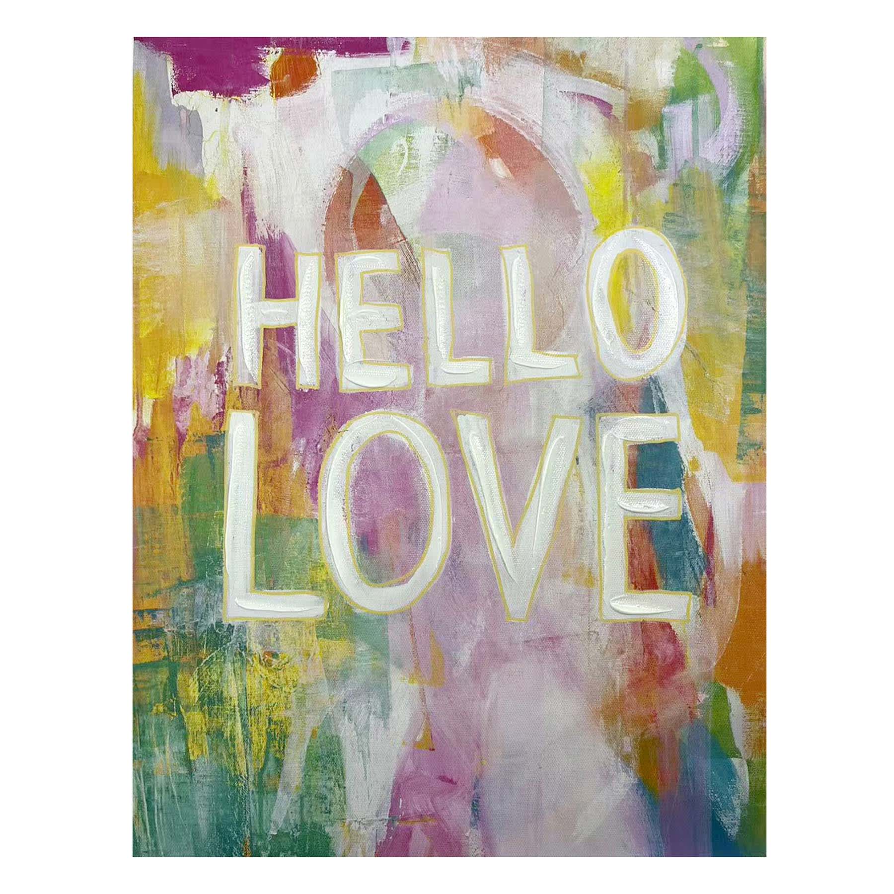 Hello Love Multicolor Canvas Wall Art, 12x16
