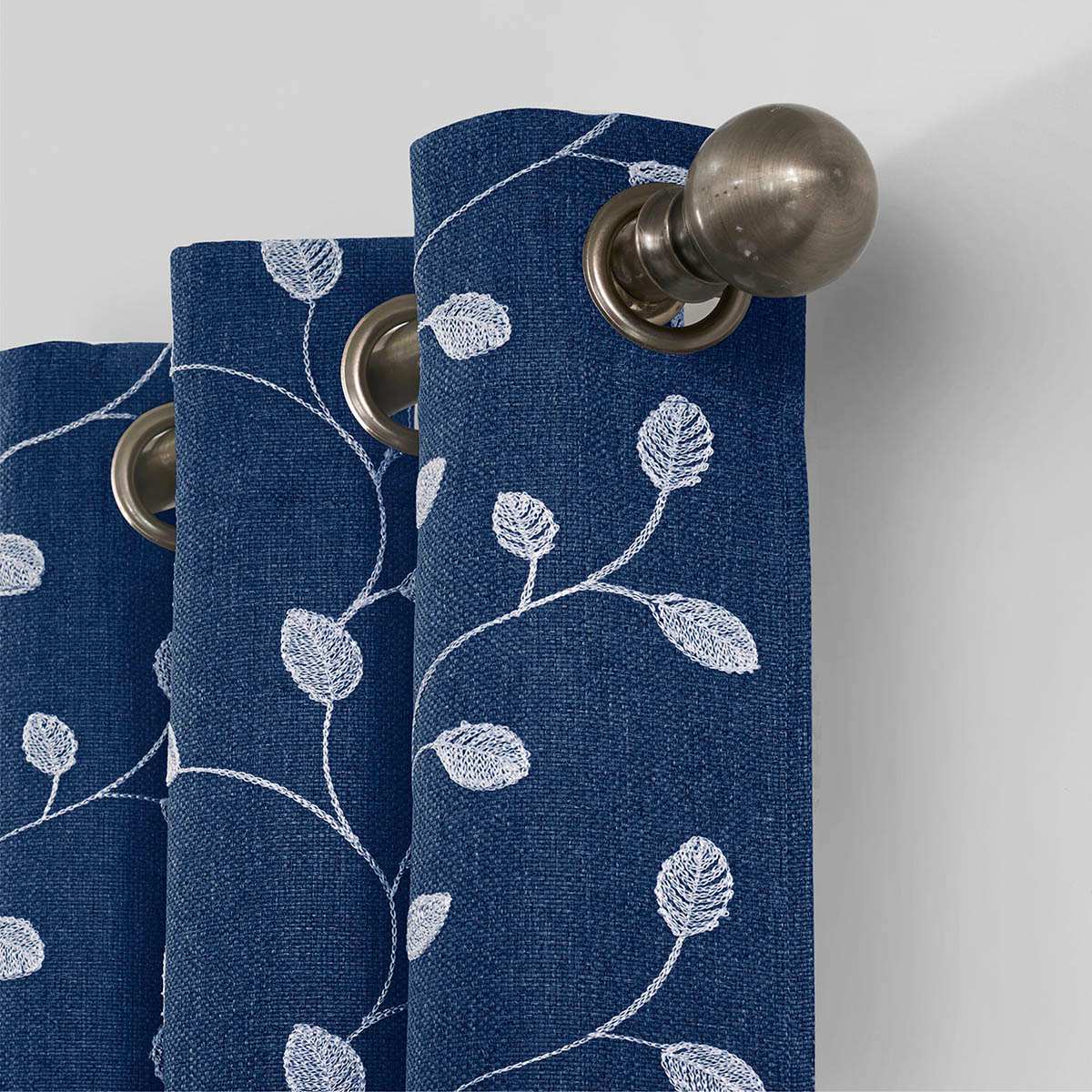 Navy Embroidered Blackout Grommet Curtain Panel, 84"