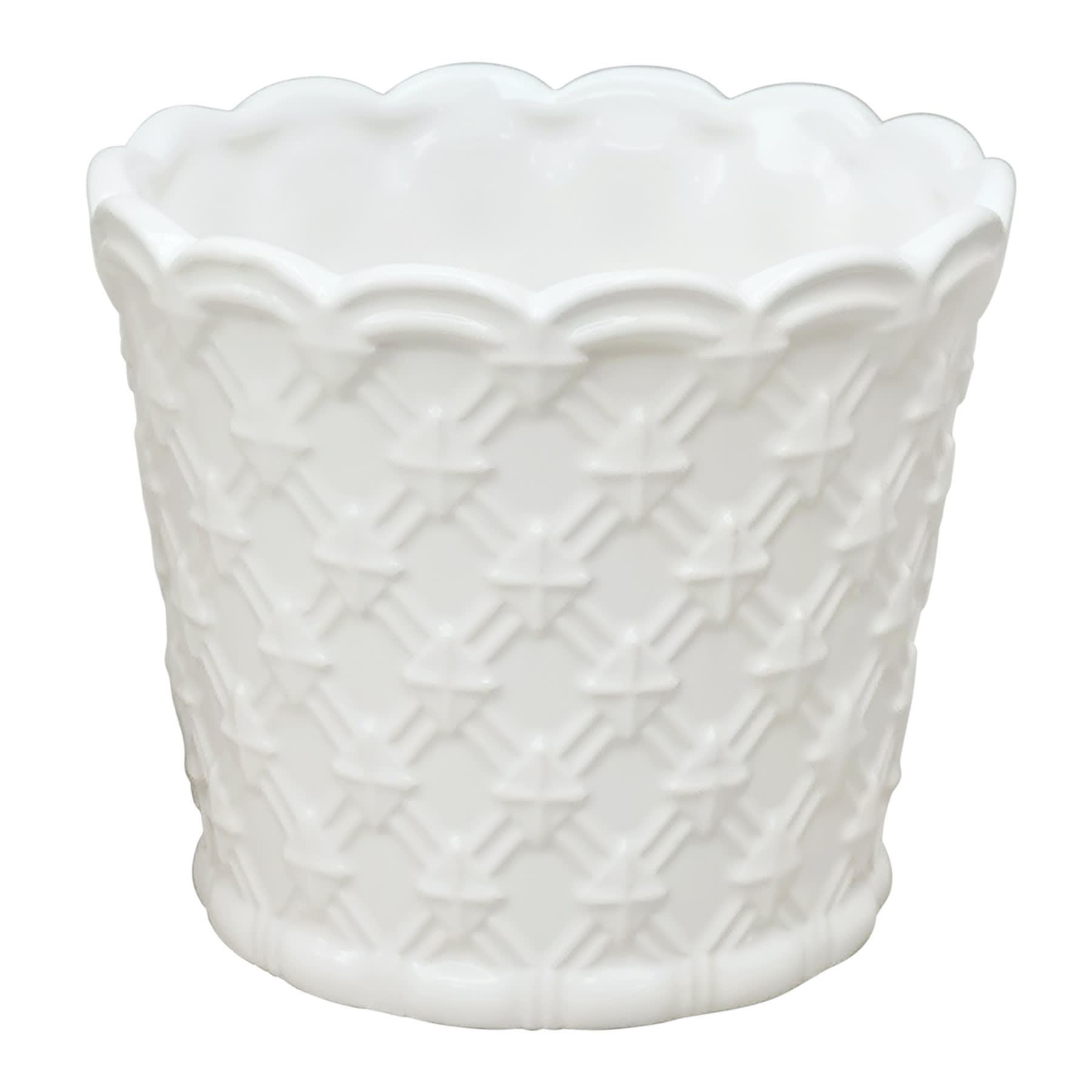 Providence Indoor White Ceramic Weave Planter, 5"