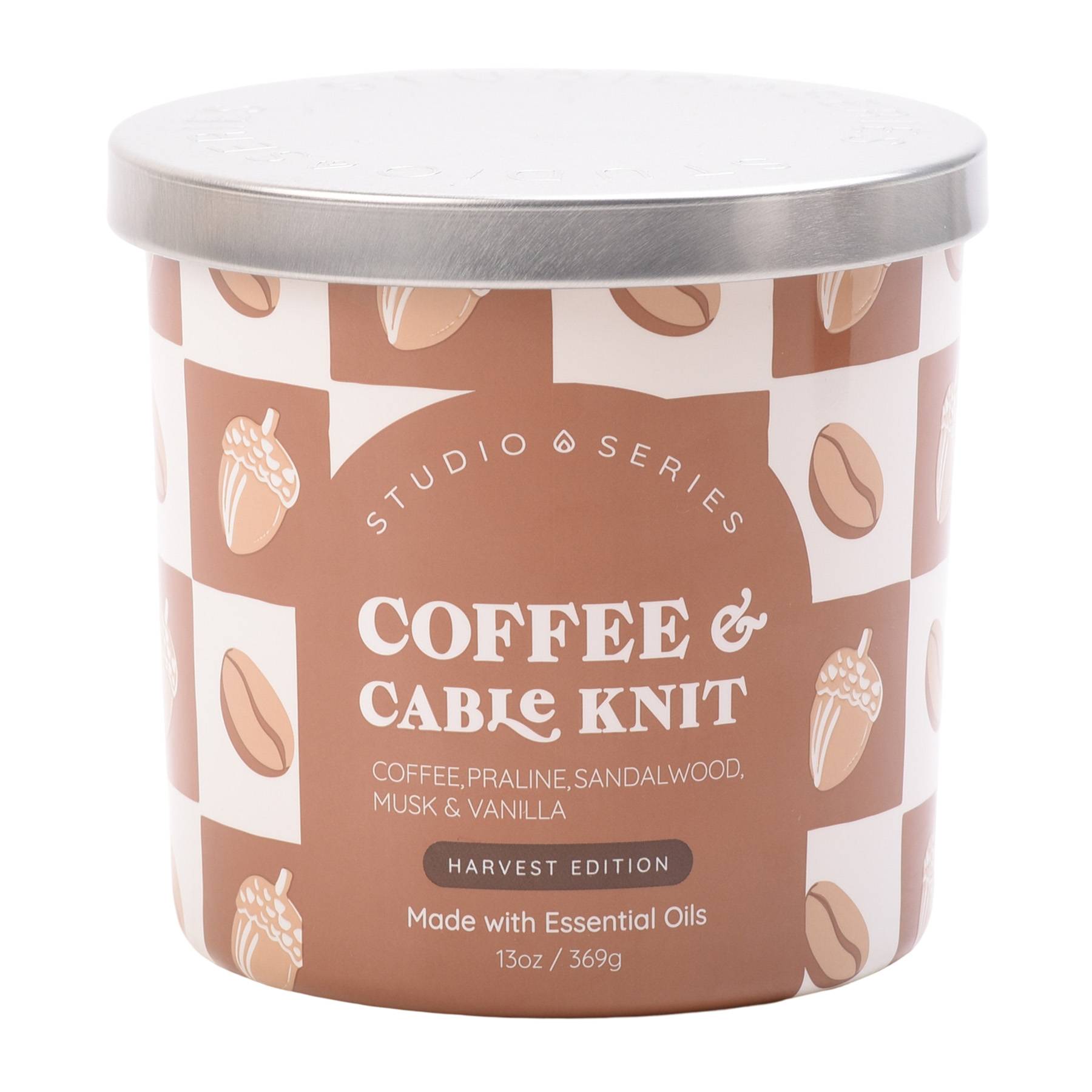 Coffee & Cable Knit Scented Jar Candle, 13oz