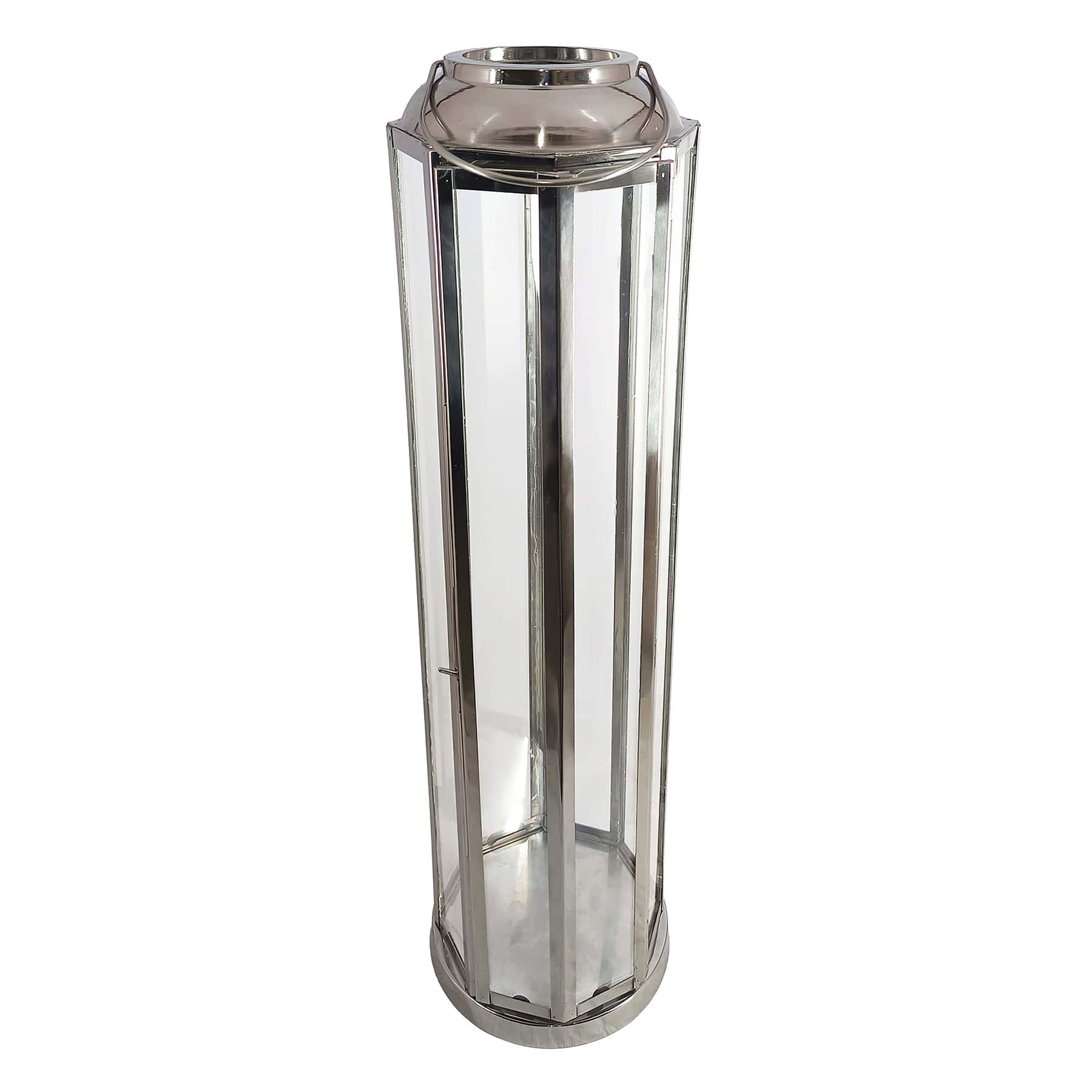 Silver Circle Base Oversized Lantern, 29"