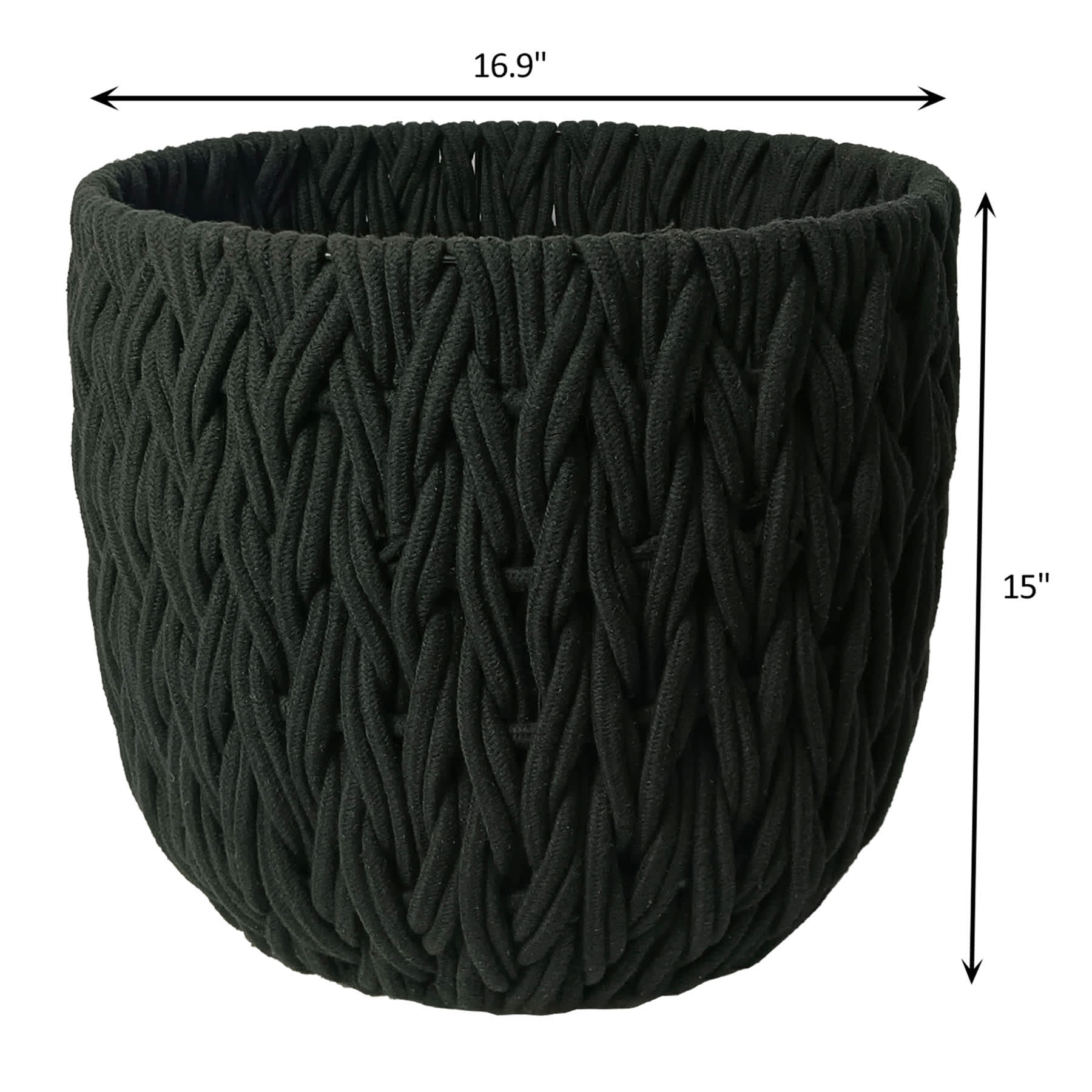 Black Chunky Round Fabric Basket, Medium