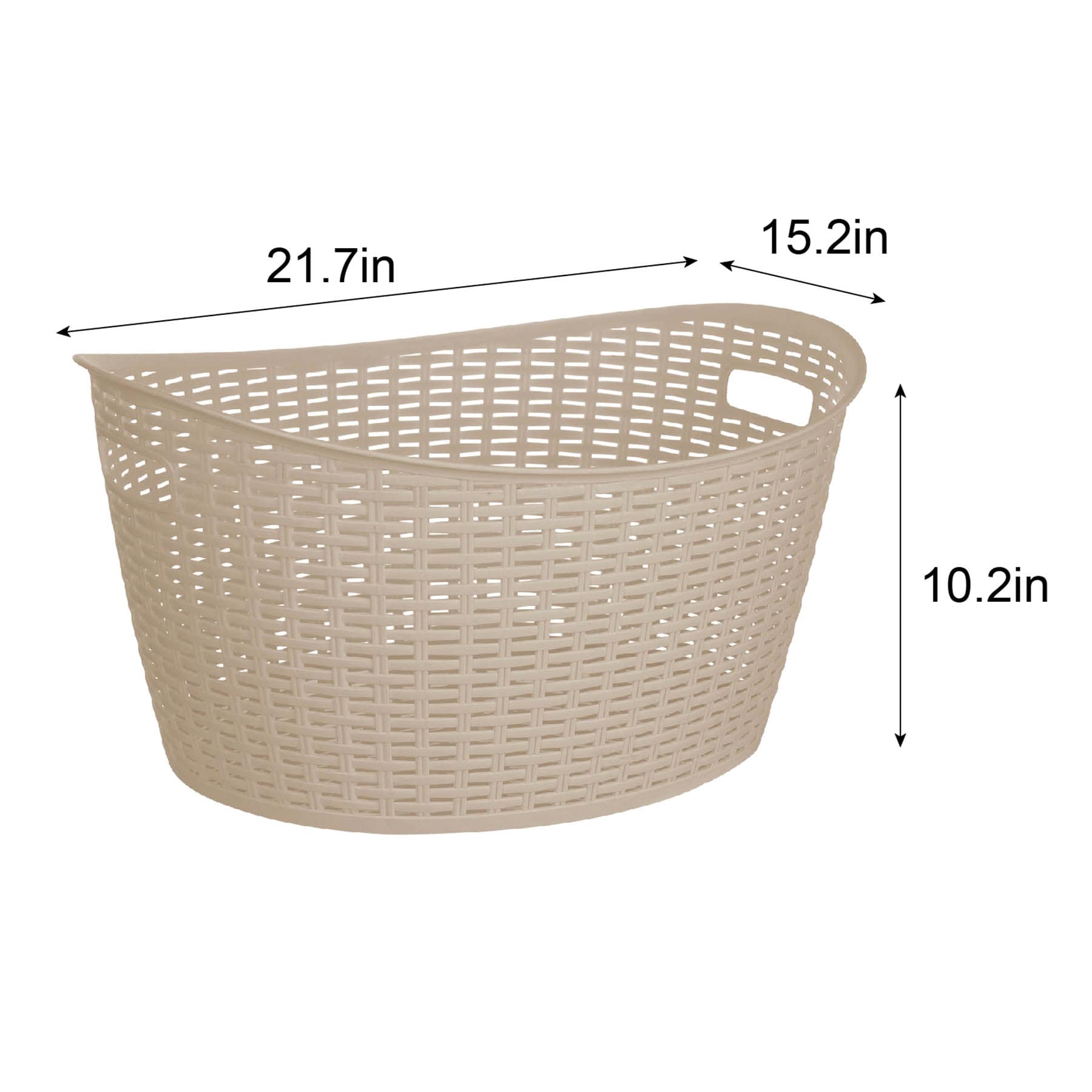 Dark Beige Oval Crossover Weave Rattan Pattern Storage Basket, 28l
