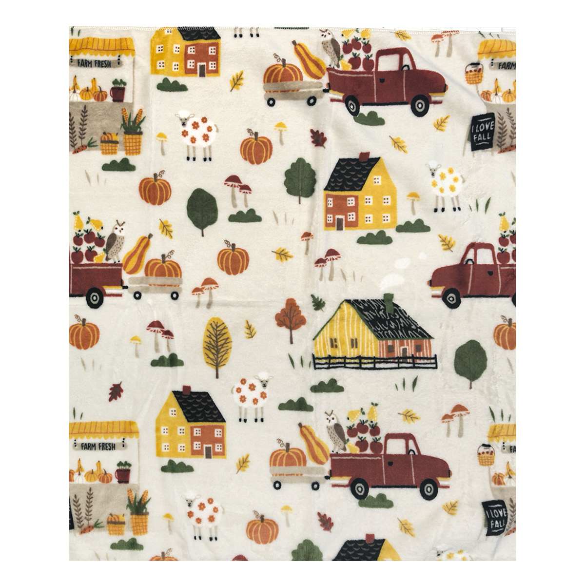 Farmhouse Multicolor Plush Throw Blanket, 50x60