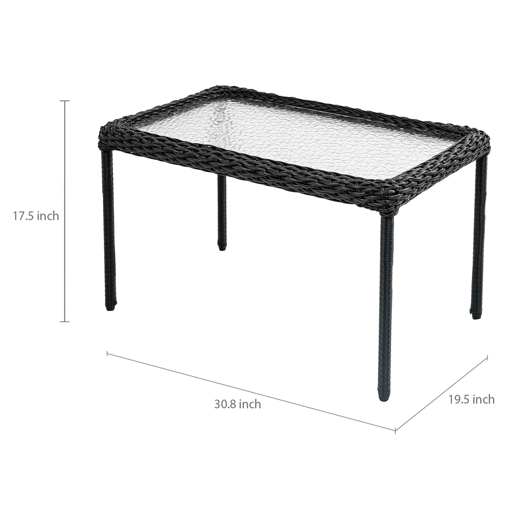Providence Fairview Wicker Patio Coffee Table, Black