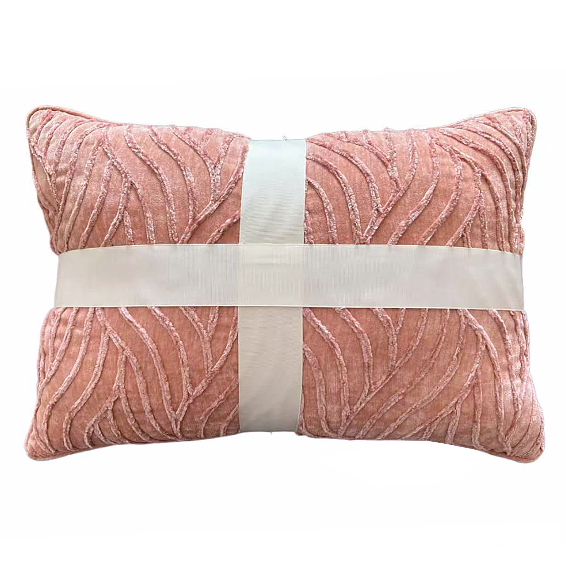 2-Pack Pink Textured Chenille Throw Pillows, 14x20