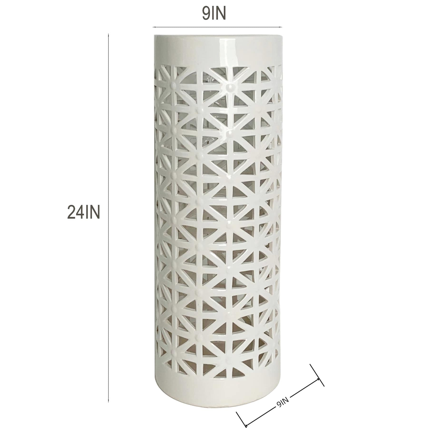 White Cutout Ceramic Vase, 24"