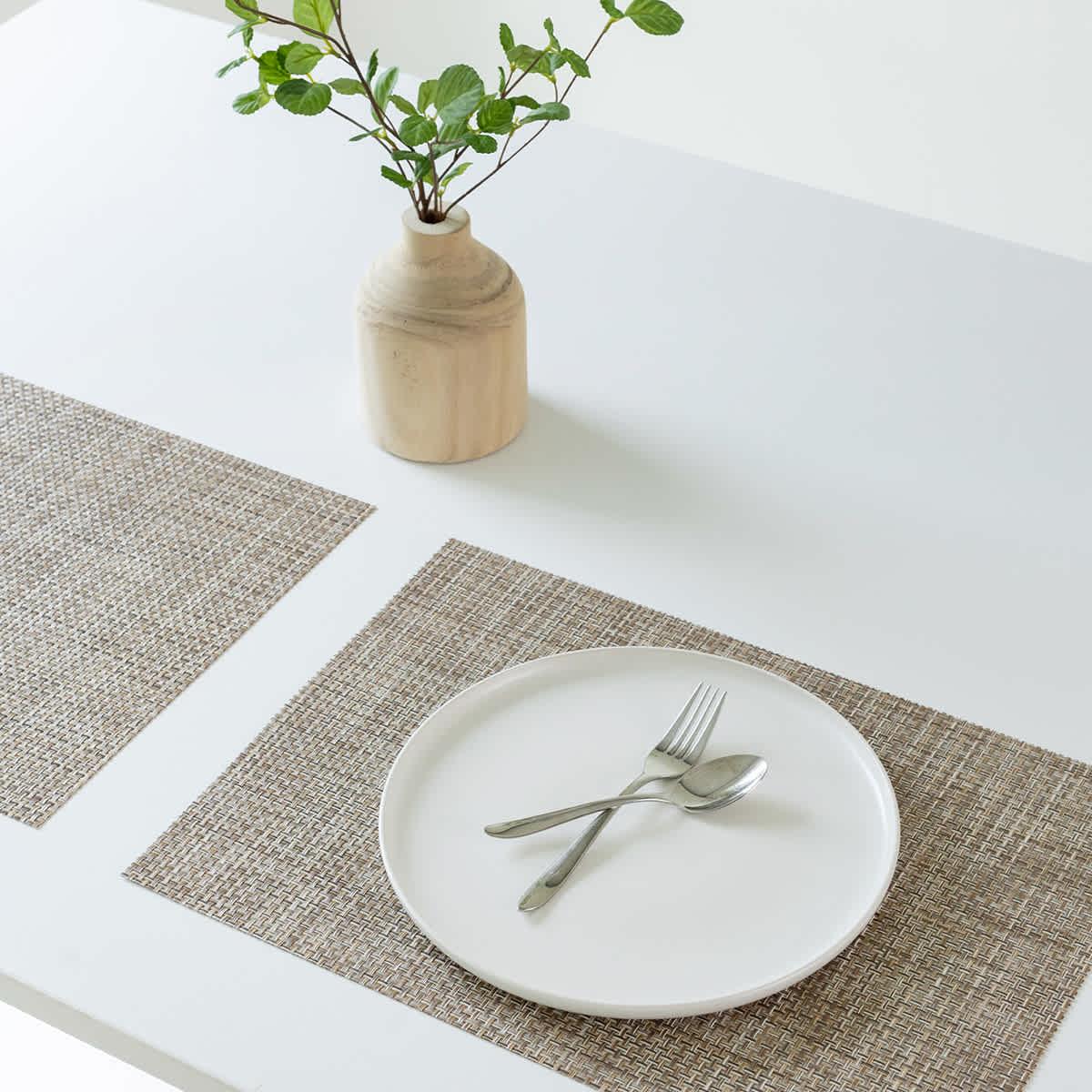 Set of 6 Longport Almond Woven Vinyl Placemats, 18x13