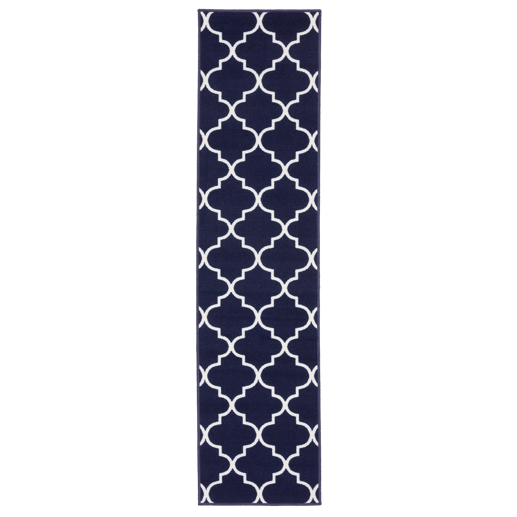 (D626) Brading Navy Blue Trellis Runner, 2x7