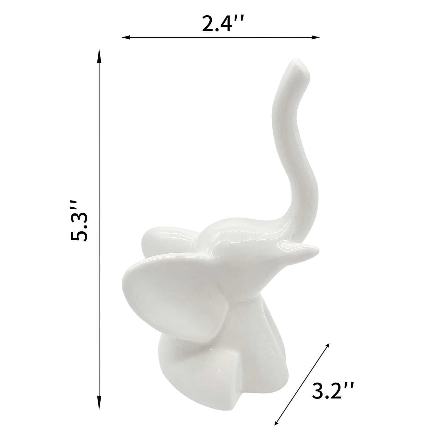 White Porcelain Elephant Figurine, 2x5