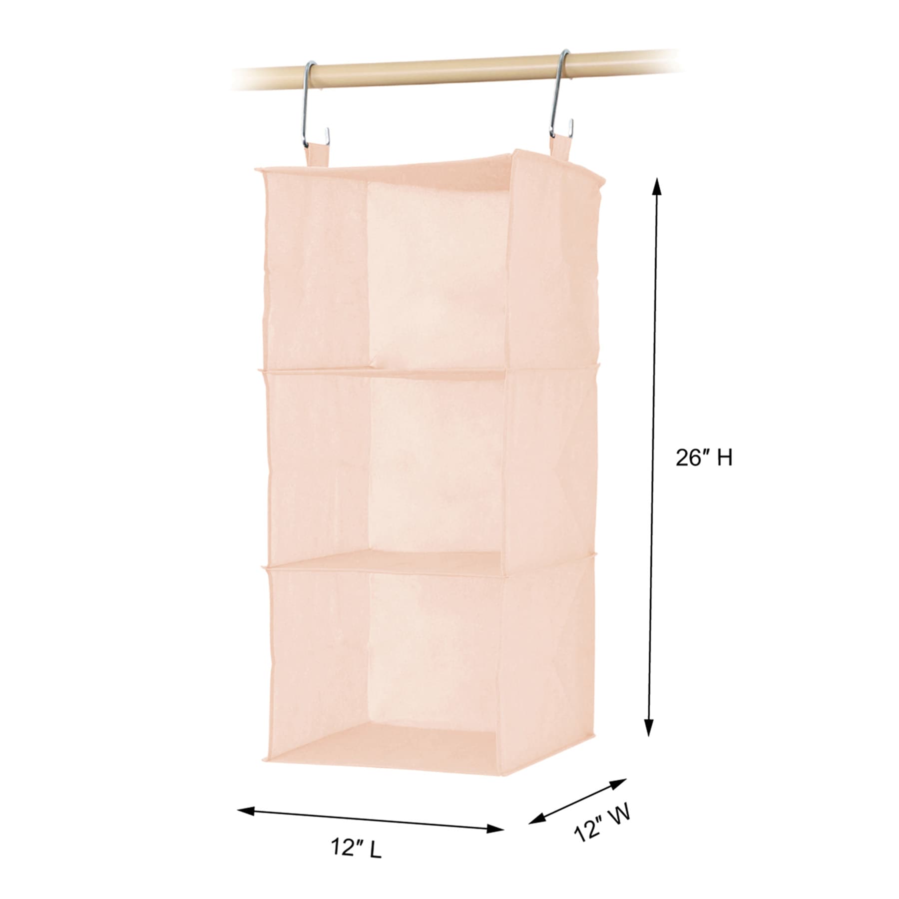 3-Piece Hanging Closet Organizer Set, White Smoke