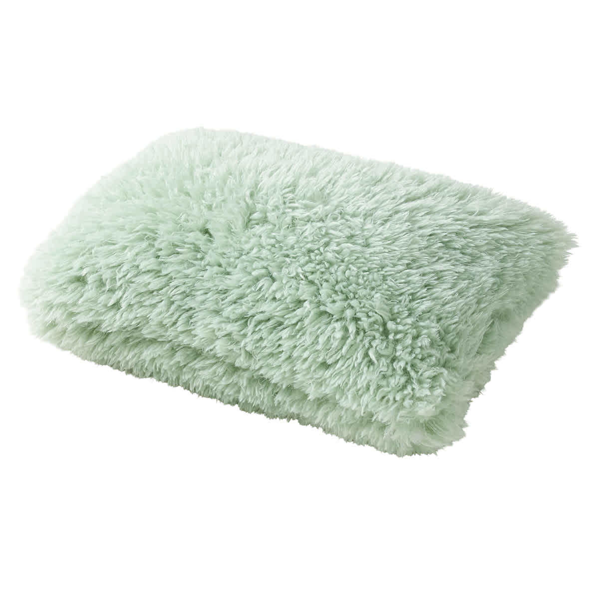 Mint Alpaca Faux Fur Throw Pillow, 14x20