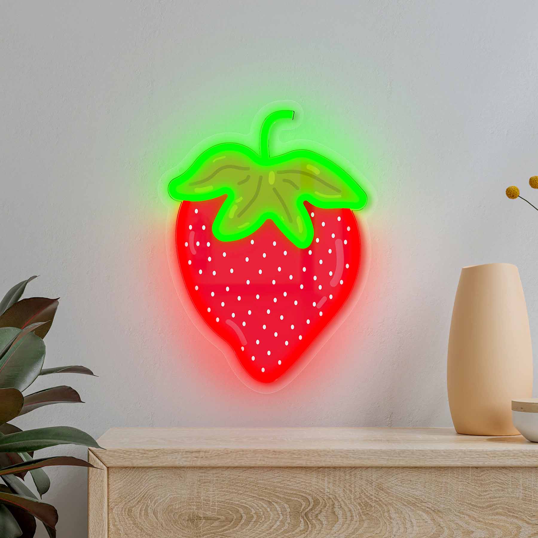 Strawberry Neon Wall Sign, 12"