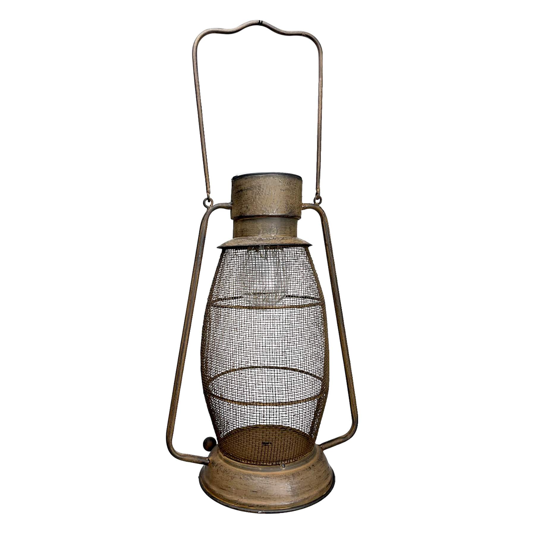 Rustic Metal Outdoor Solar Lantern, Brown