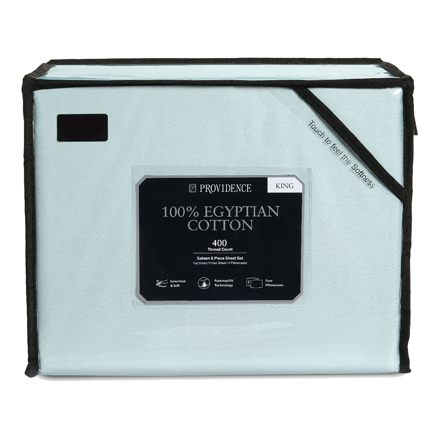 Providence 6-Piece Light Blue 100% Egyptian Cotton Sateen Sheet Set, King