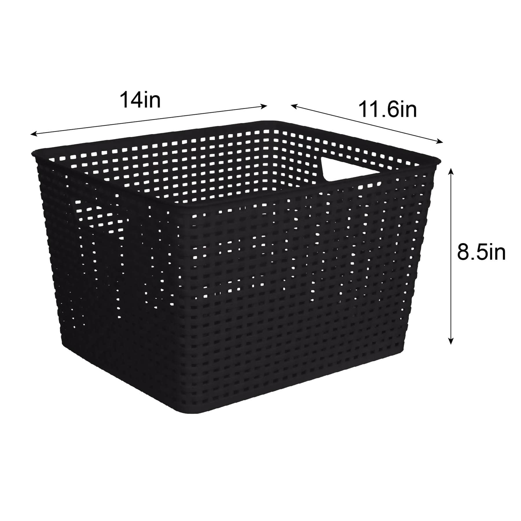 Black Square Crossover Weave Storage Basket, Large