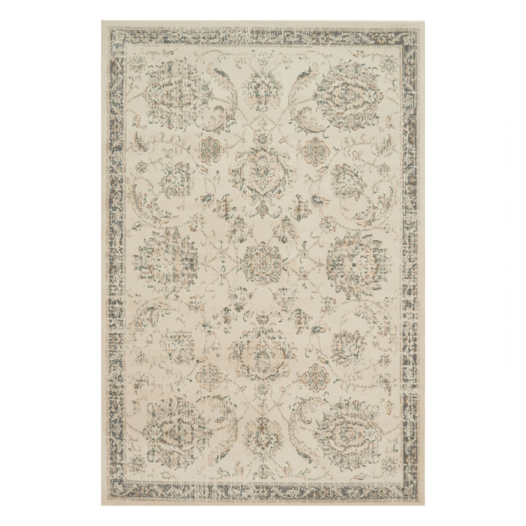 (D384) Norwich Traditional Ivory & Beige Area Rug, 7x10