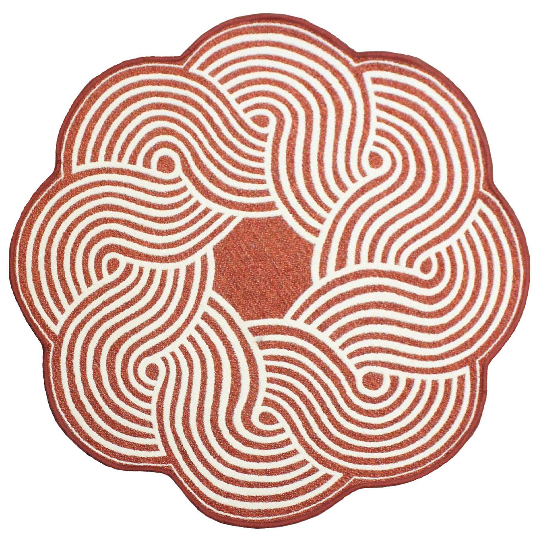 Elmbrook Red Border Round Washable Accent Rug, 3'