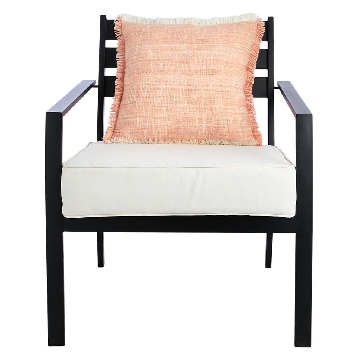 Honeybloom Rose Solid Woven with Fringe Outdoor Throw Pillow, 18"