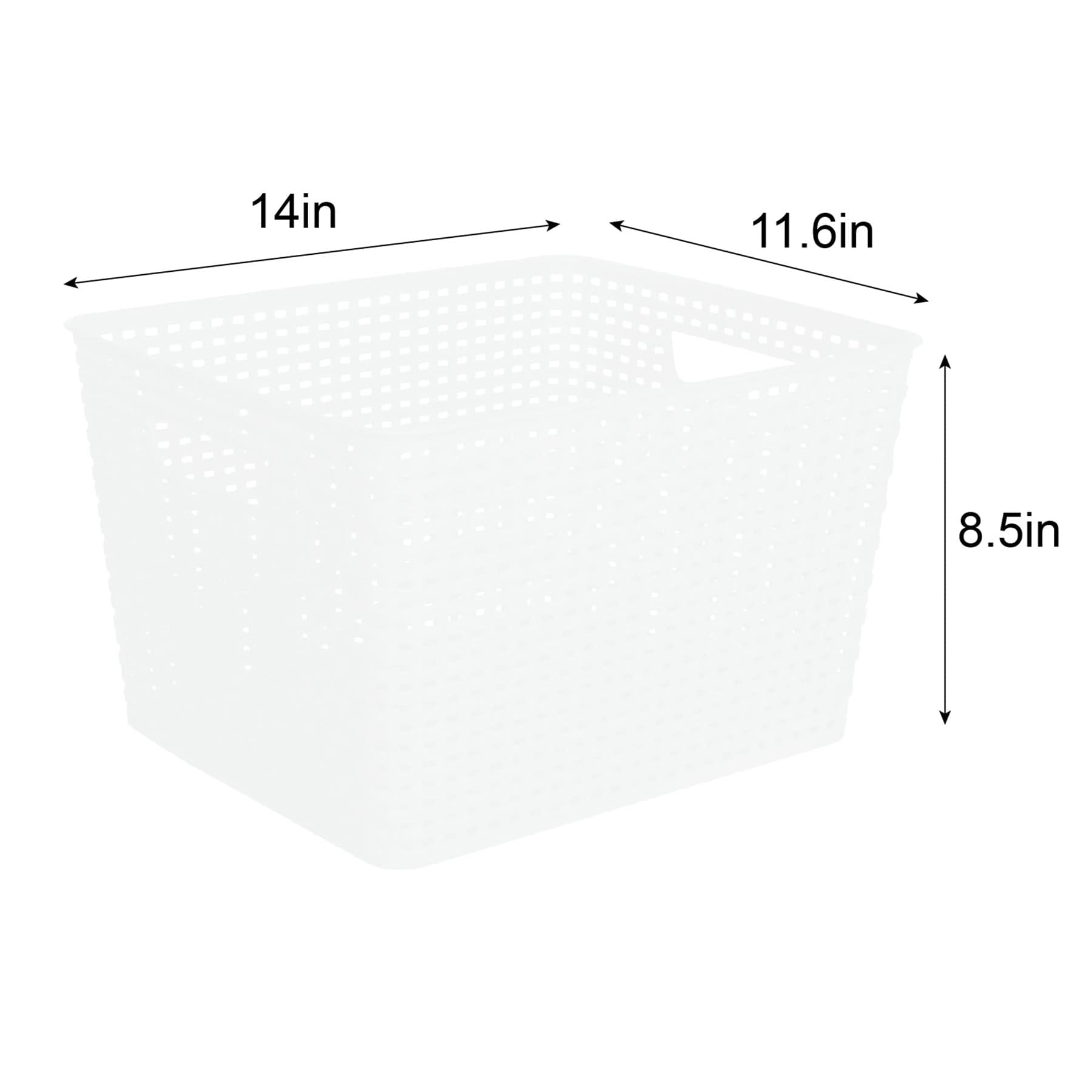 Bright White Rectangle Crossover Weave Storage Basket, Large