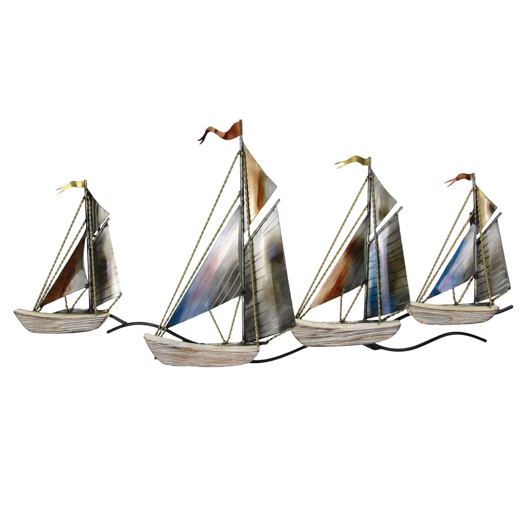 Metal Four Sailboats Wall Decor, 28"
