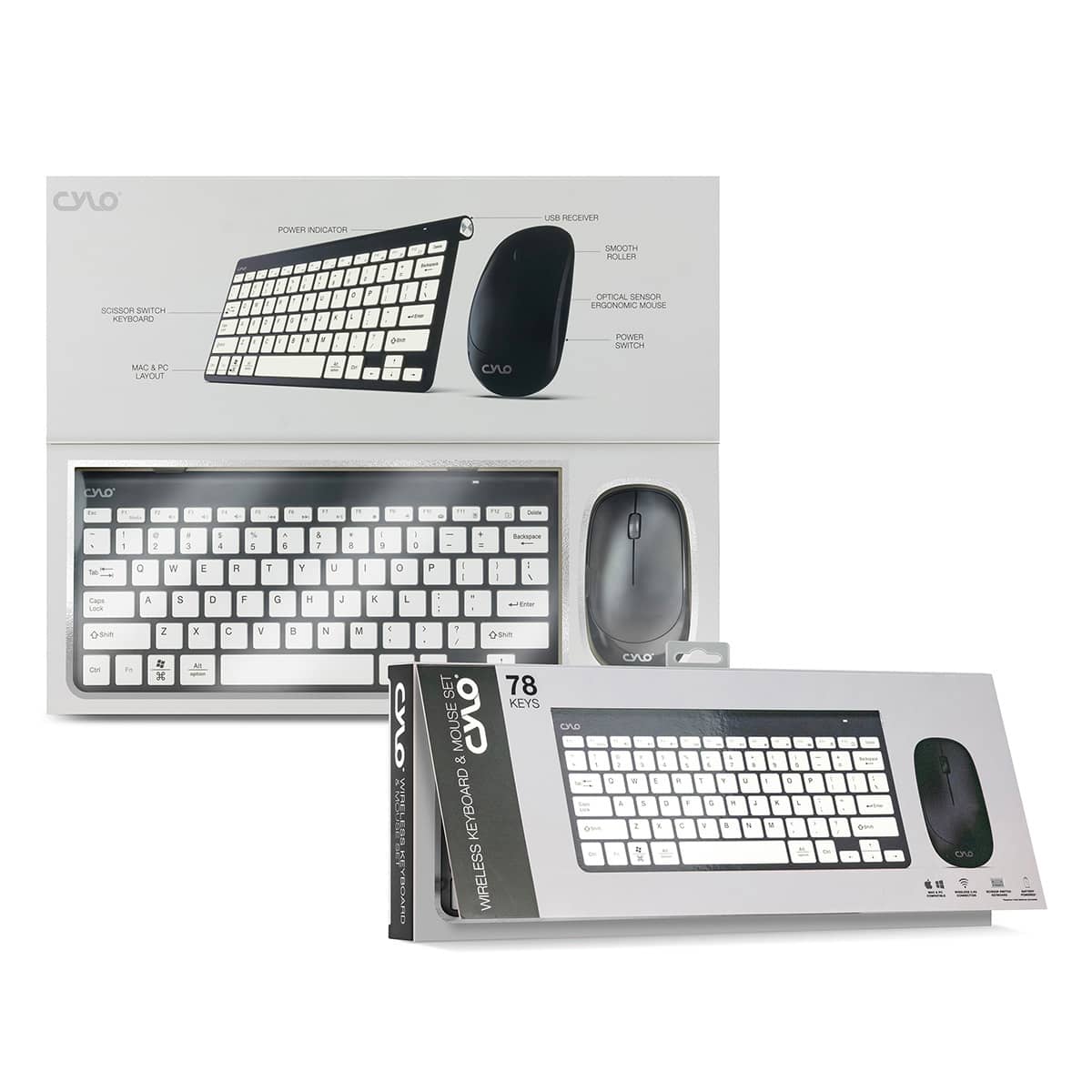 Wireless Keyboard Mouse Set Black/White
