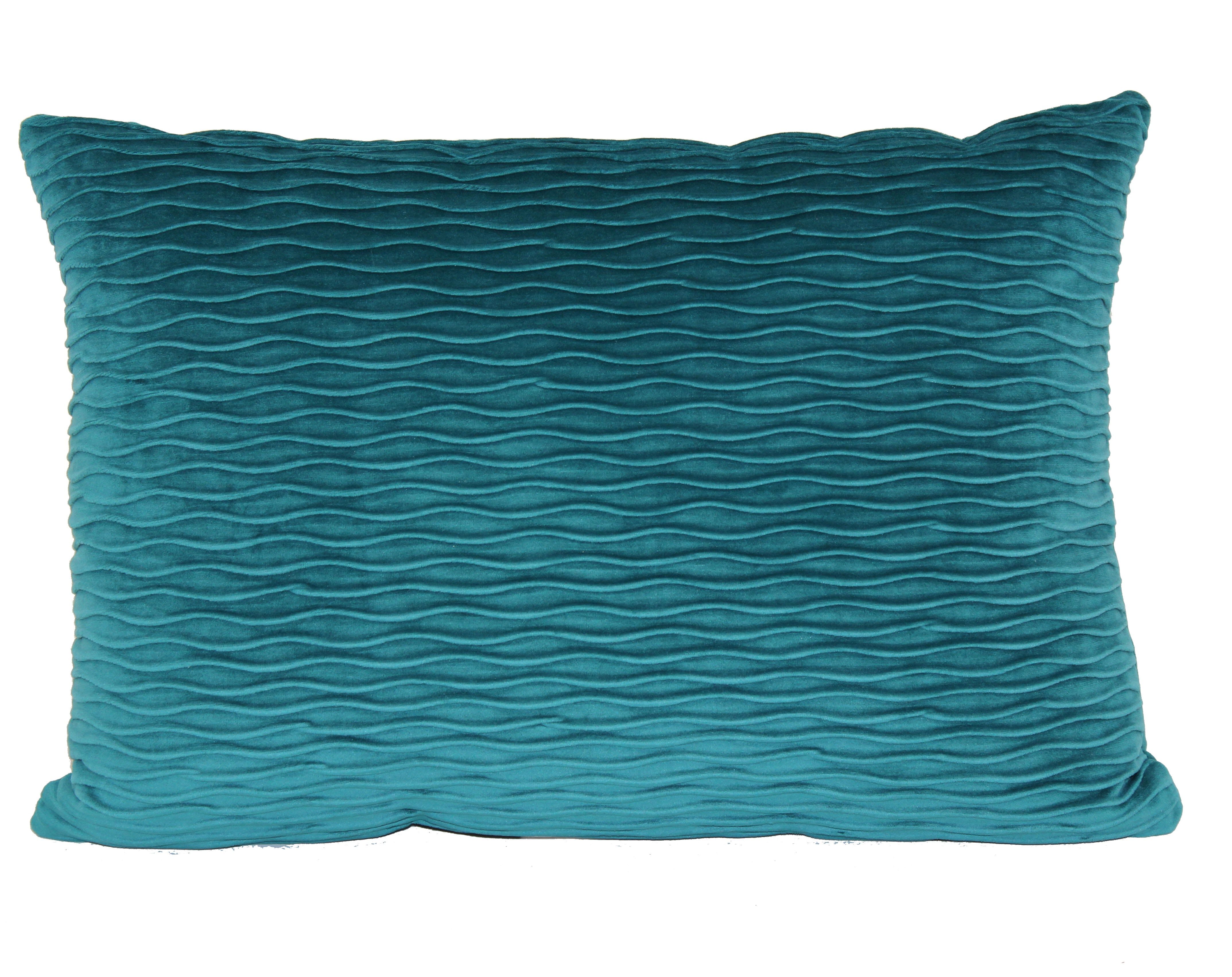 Teal Ripple Textured Plush Throw Pillow, 14x20