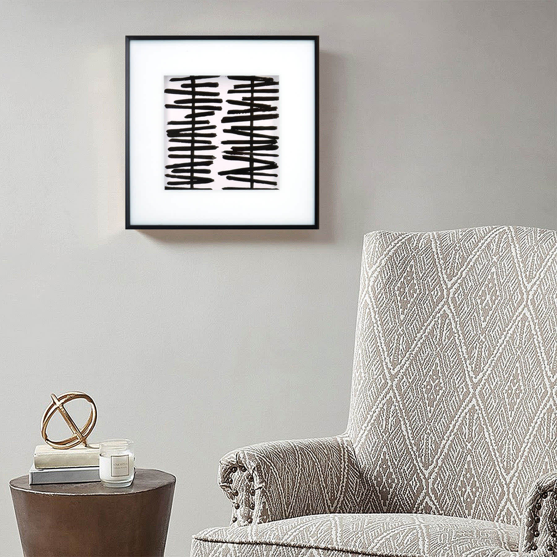 Crosby St. Glass Framed Lines Meet Curves Wall Art, 16"