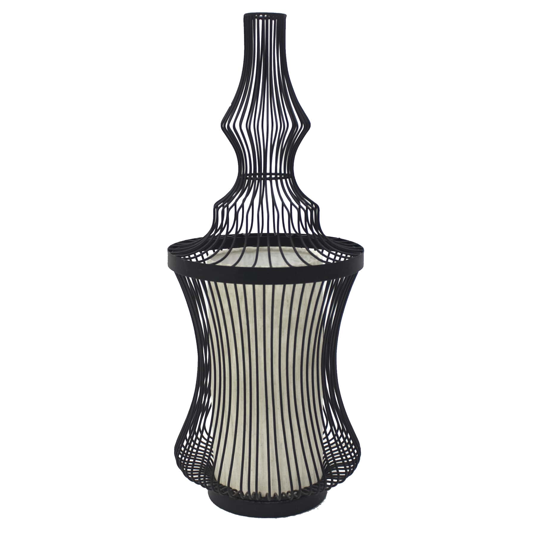 Black Metal Wire Uplight with Fabric Shade Liner, 24"