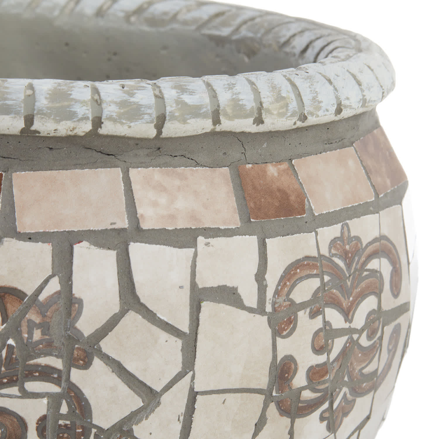 Grey & White Mosaic Tile Ceramic Outdoor Planter, Small
