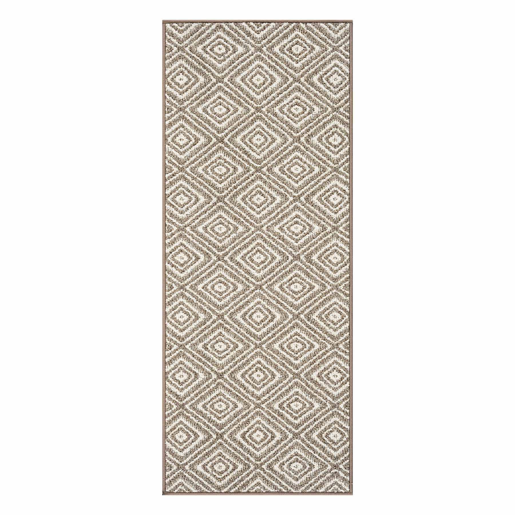 Tristen Brown & Cream Diamond Design Washable Runner, 2x5