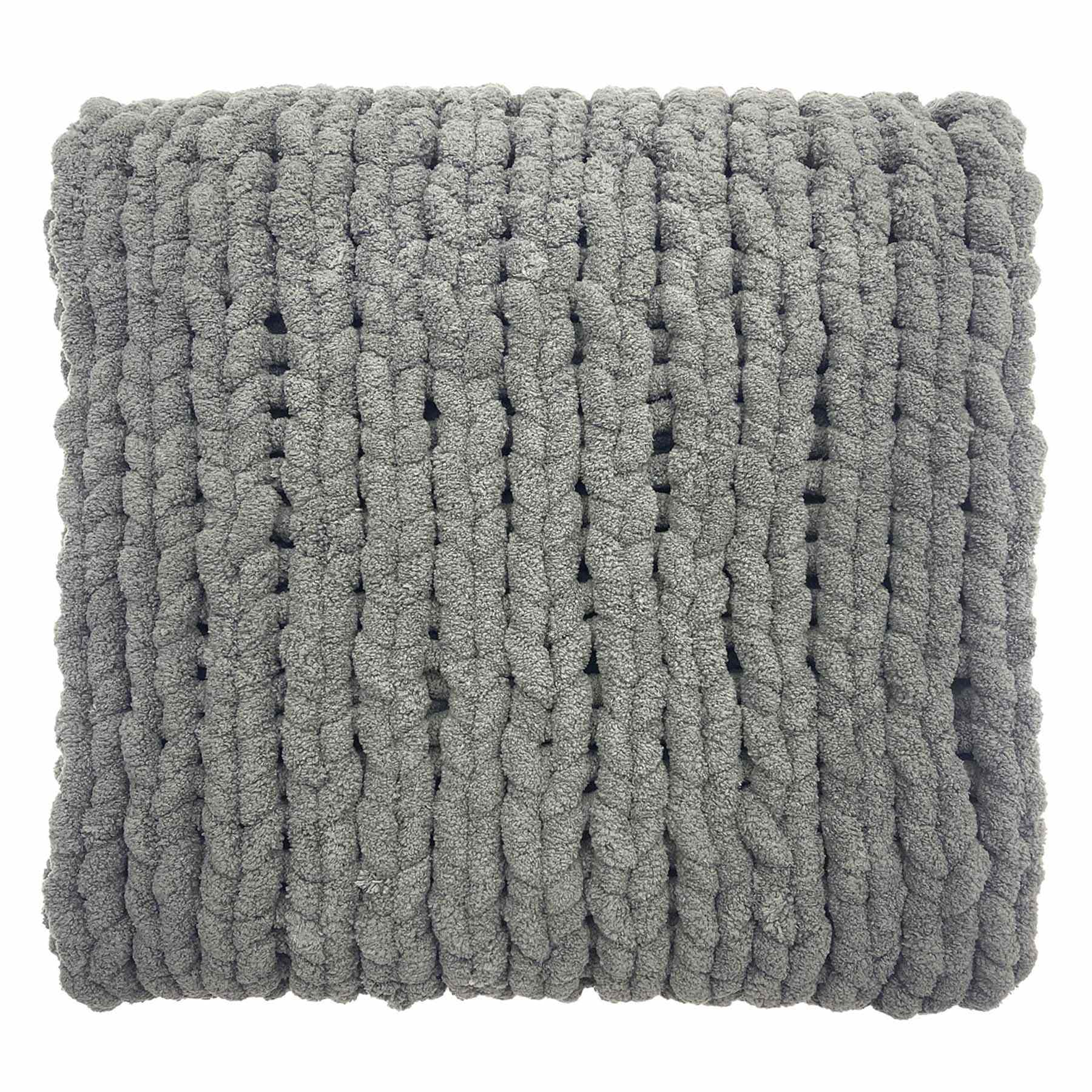 Honeybloom Dark Grey Chunky Knit Throw Blanket, 50x60