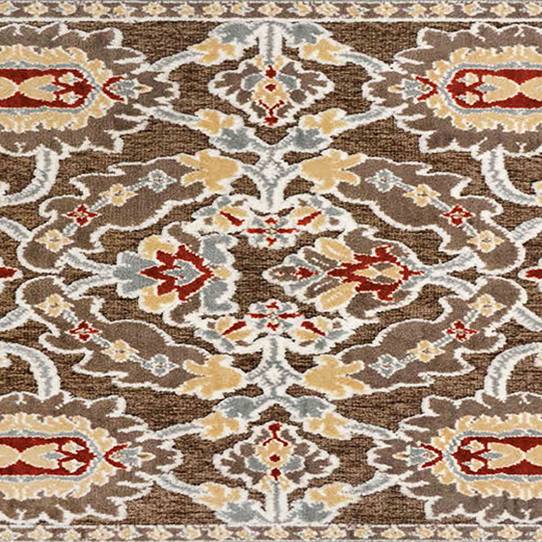 Arrington Taupe & Spice Medallion Washable Runner, 2x5