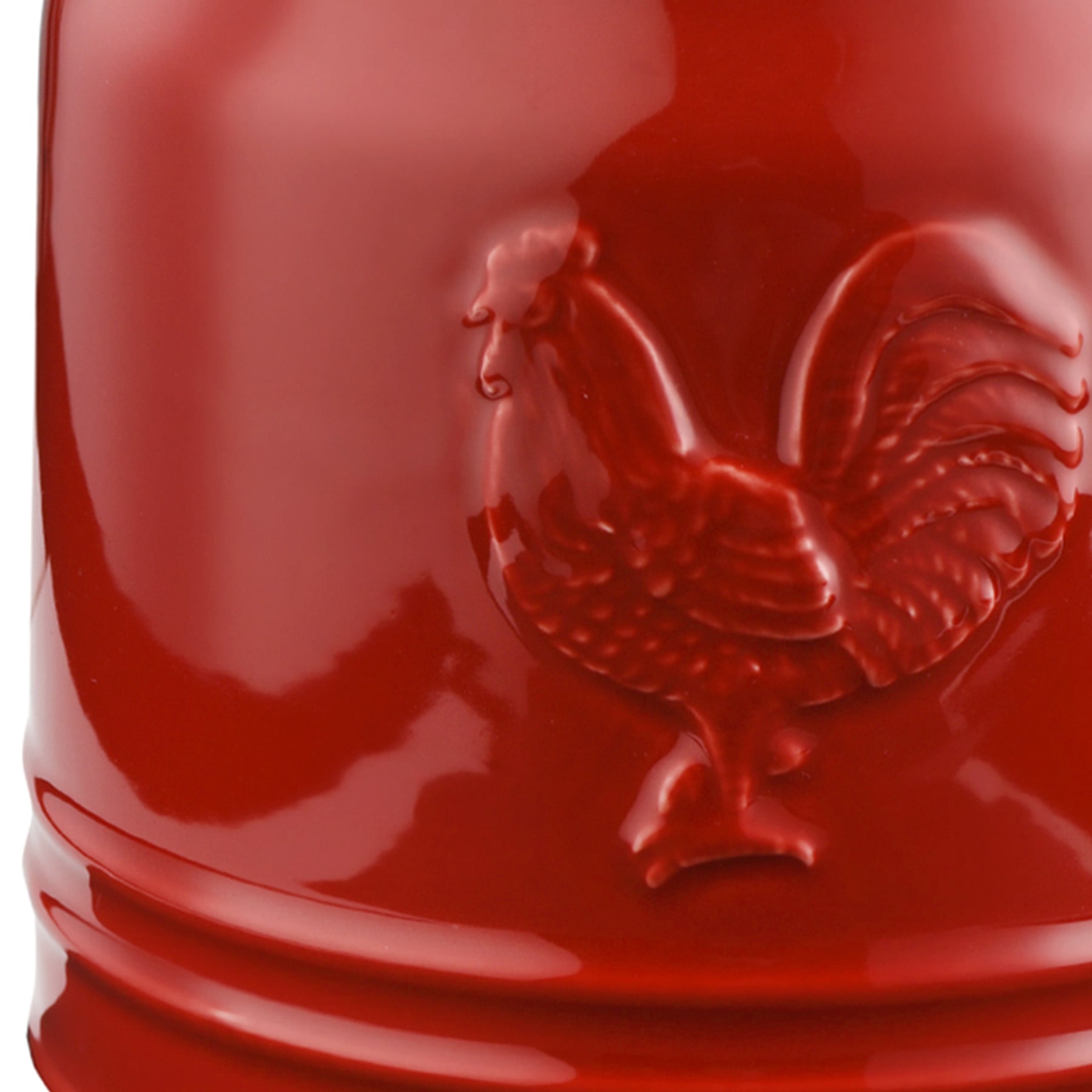 Red Ceramic Rooster Canister, Large