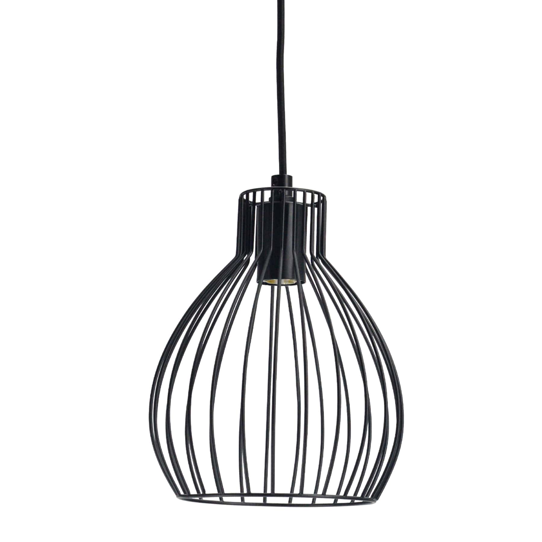 Black Metal Wire Hardwire Pendant Light, 10"