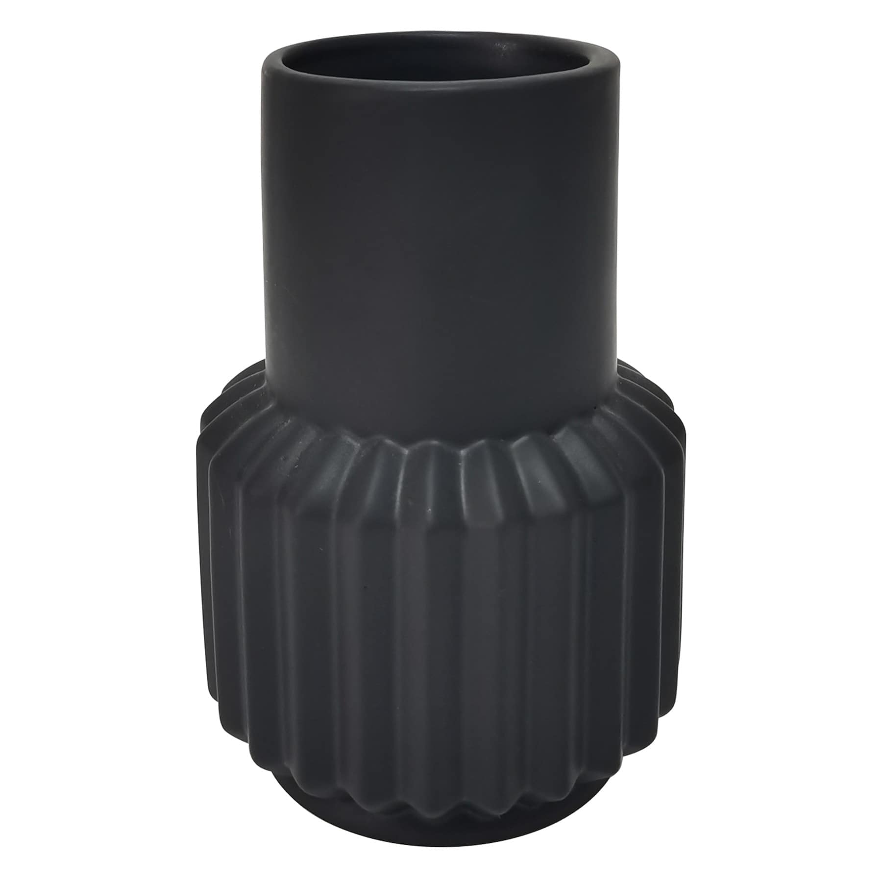 Black Ceramic Vase, 6"
