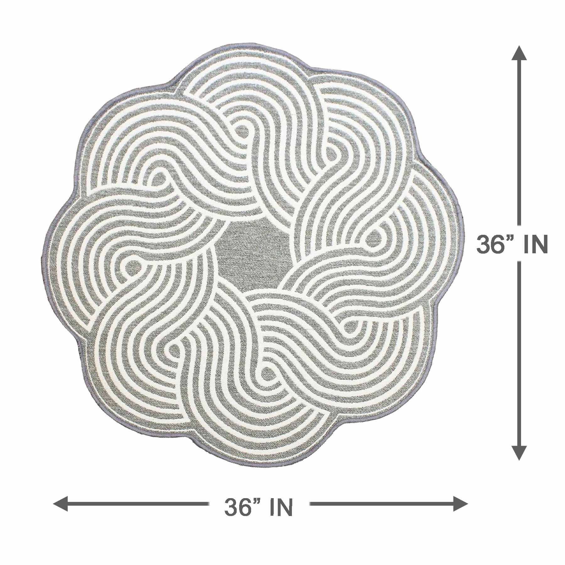 Elmbrook Grey Border Round Washable Accent Rug, 3'