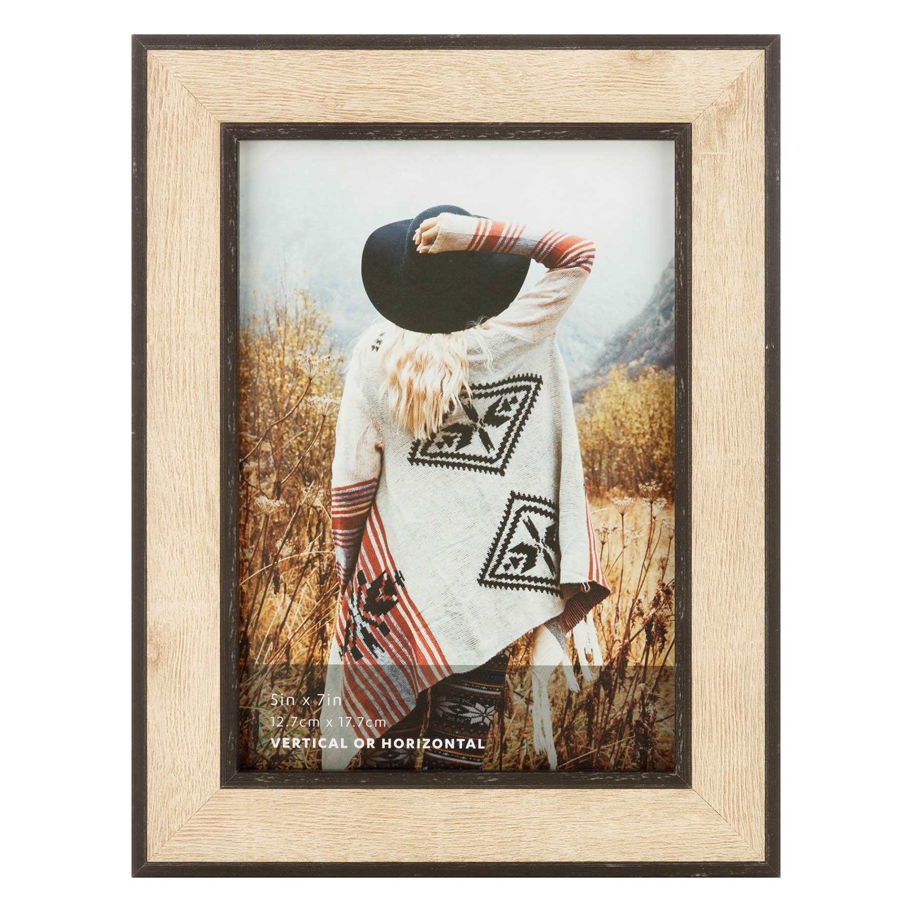 Black & Wood Tabletop Picture Frame, 5x7