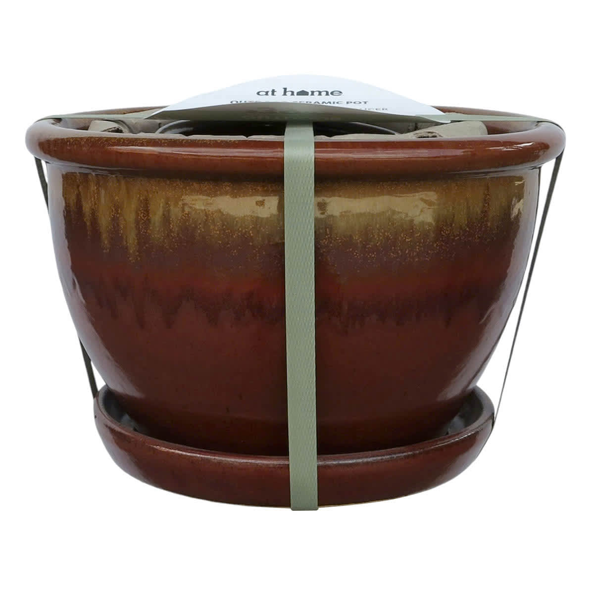 Set of 3 Red Bella Outdoor Planter with Saucer