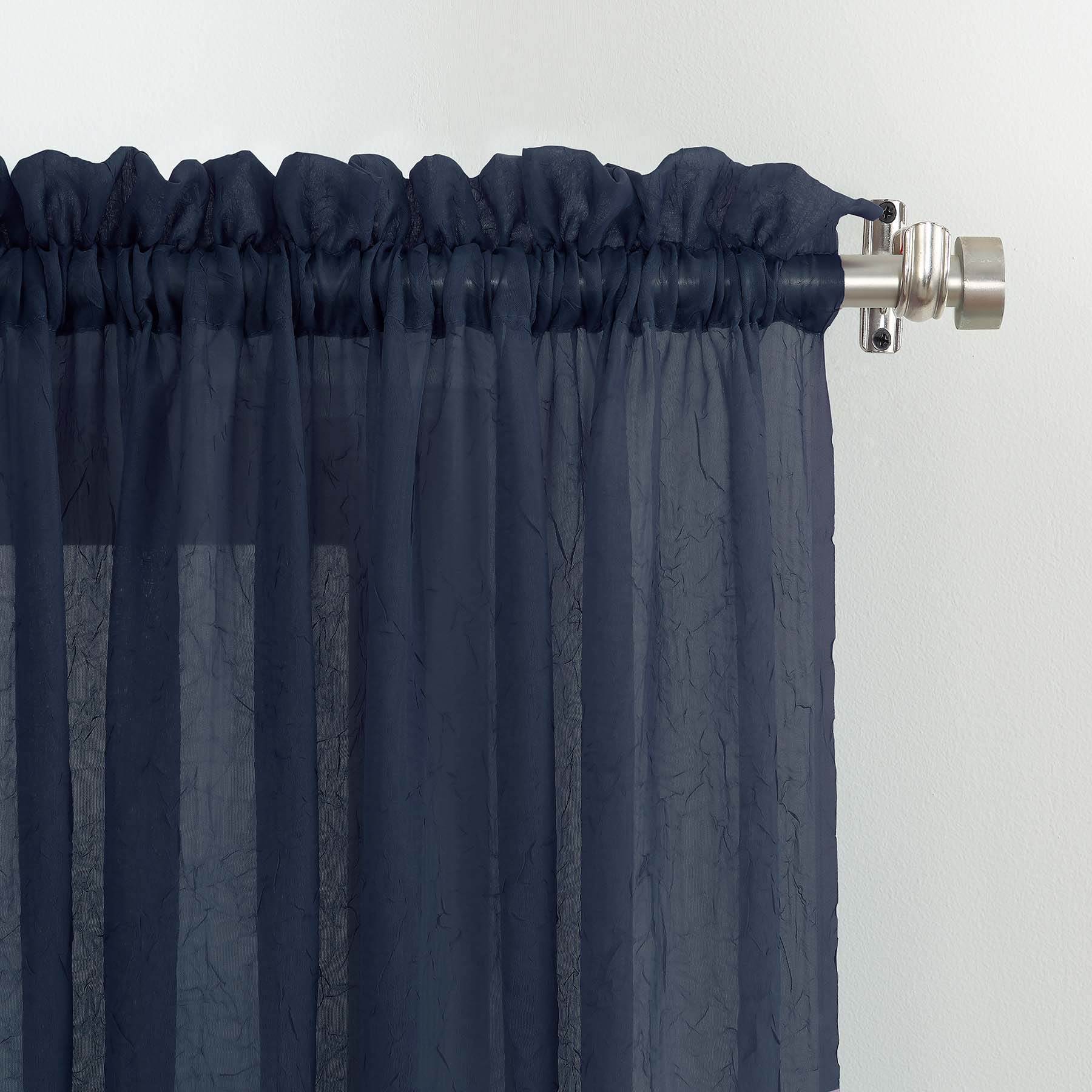 Erica Navy Rod Pocket Sheer Curtain Panel, 95"