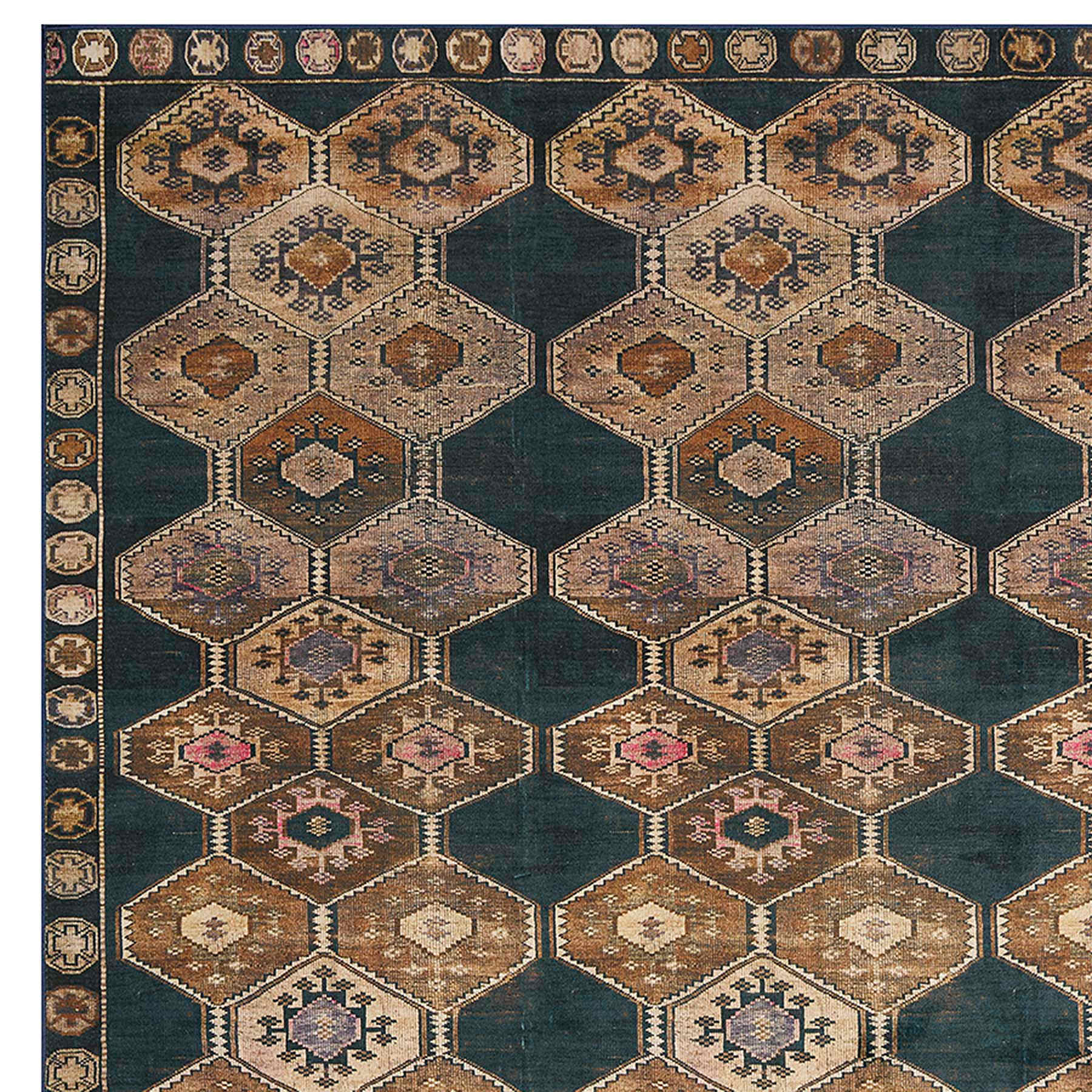 (D571) Freya Black Medallion Washable Area Rug, 5x7