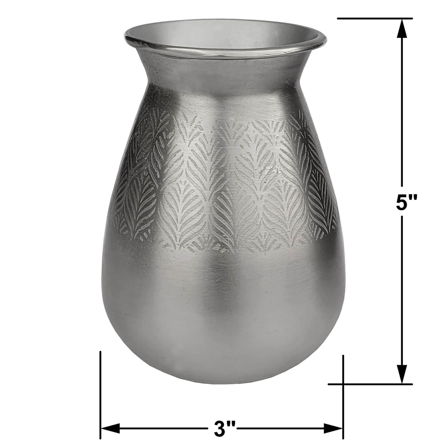 Found & Fable Half Etching Extra Small Metal Vase, 4.7"