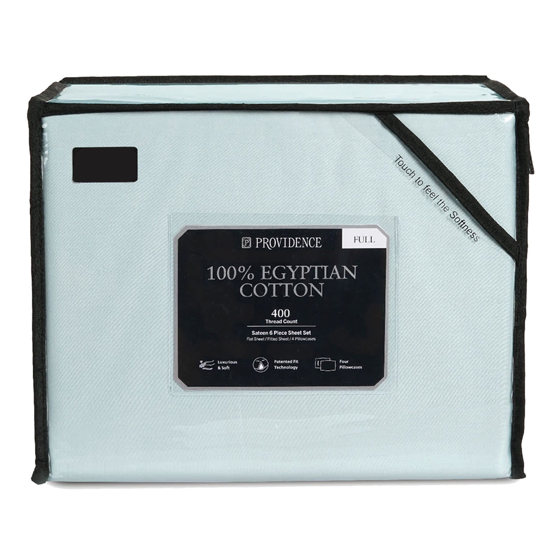 Providence 6-Piece Light Blue 100% Egyptian Cotton Sateen Sheet Set, Full