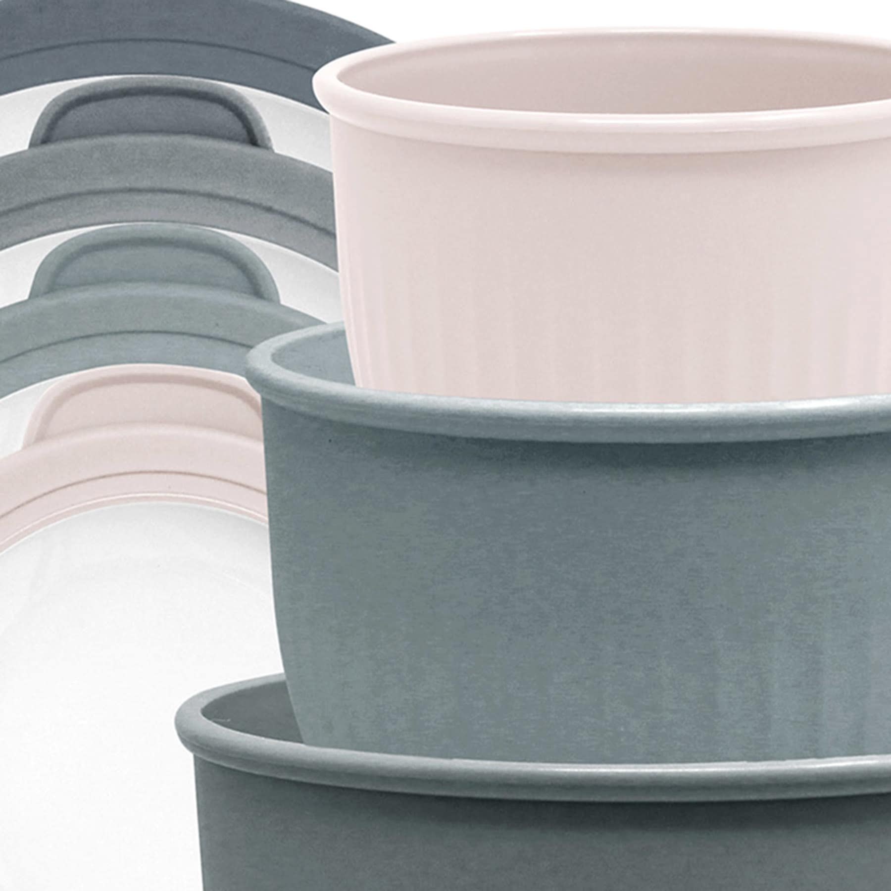 4-Piece Round Storage Bowl Containers, Blue