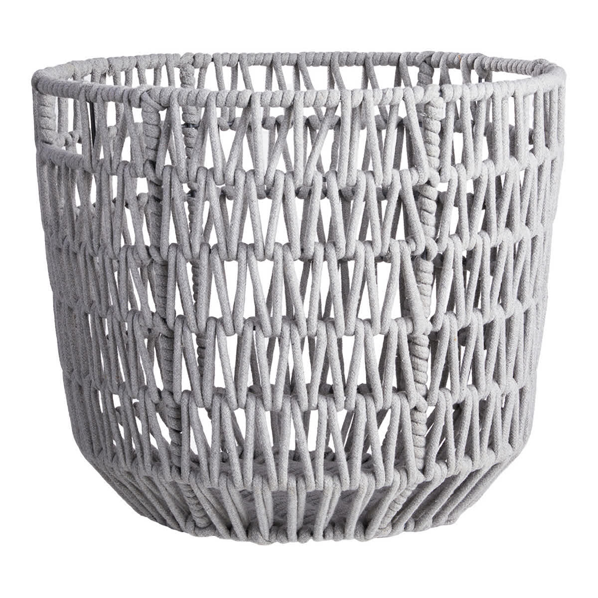 Round Poly Rope Basket Grey L