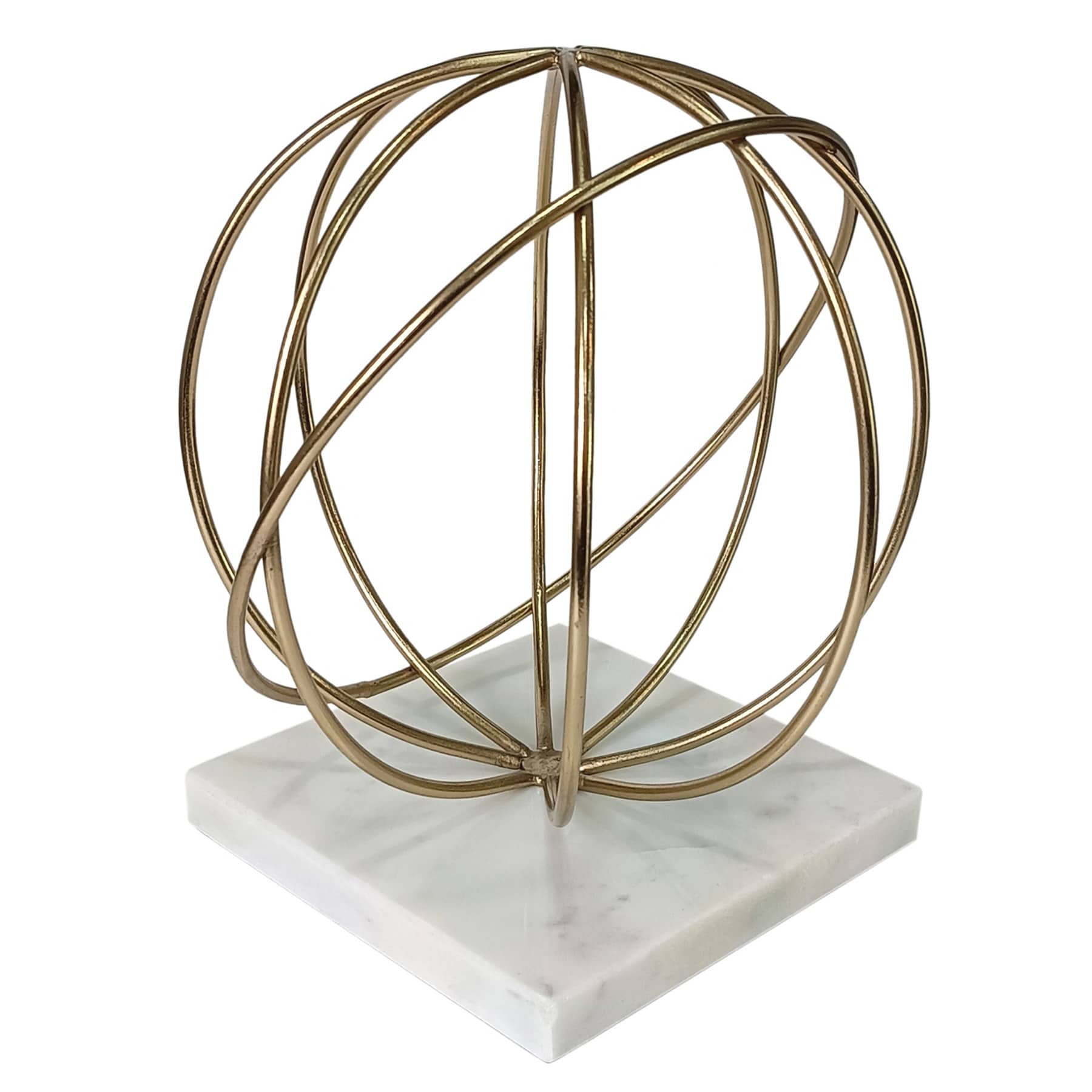 Gold Wire Orb Pedestal with Marble Base