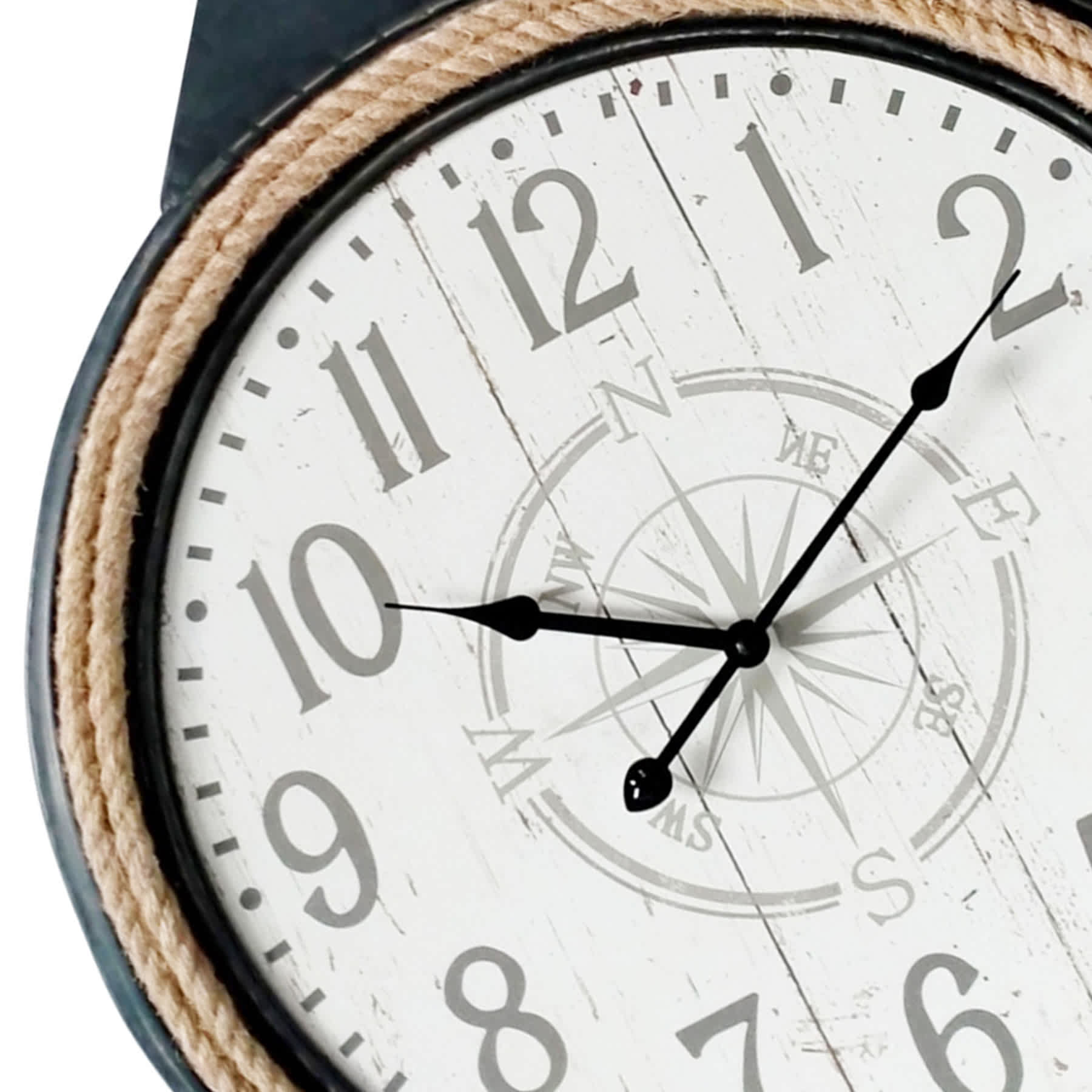 Black Metal with Rope Round Wall Clock, 20"