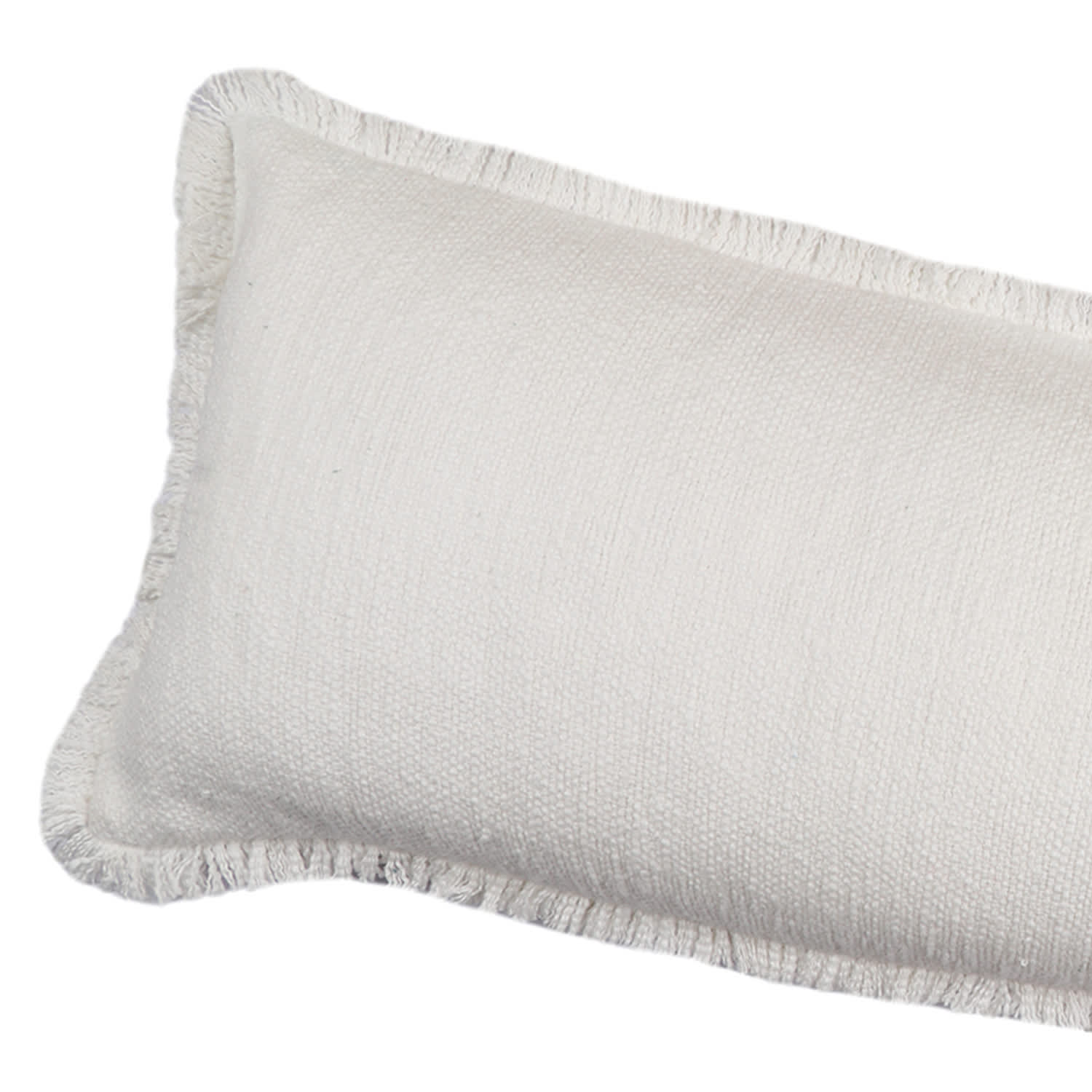 Found & Fable Solid White Woven Throw Pillow with Fringe, 14x36