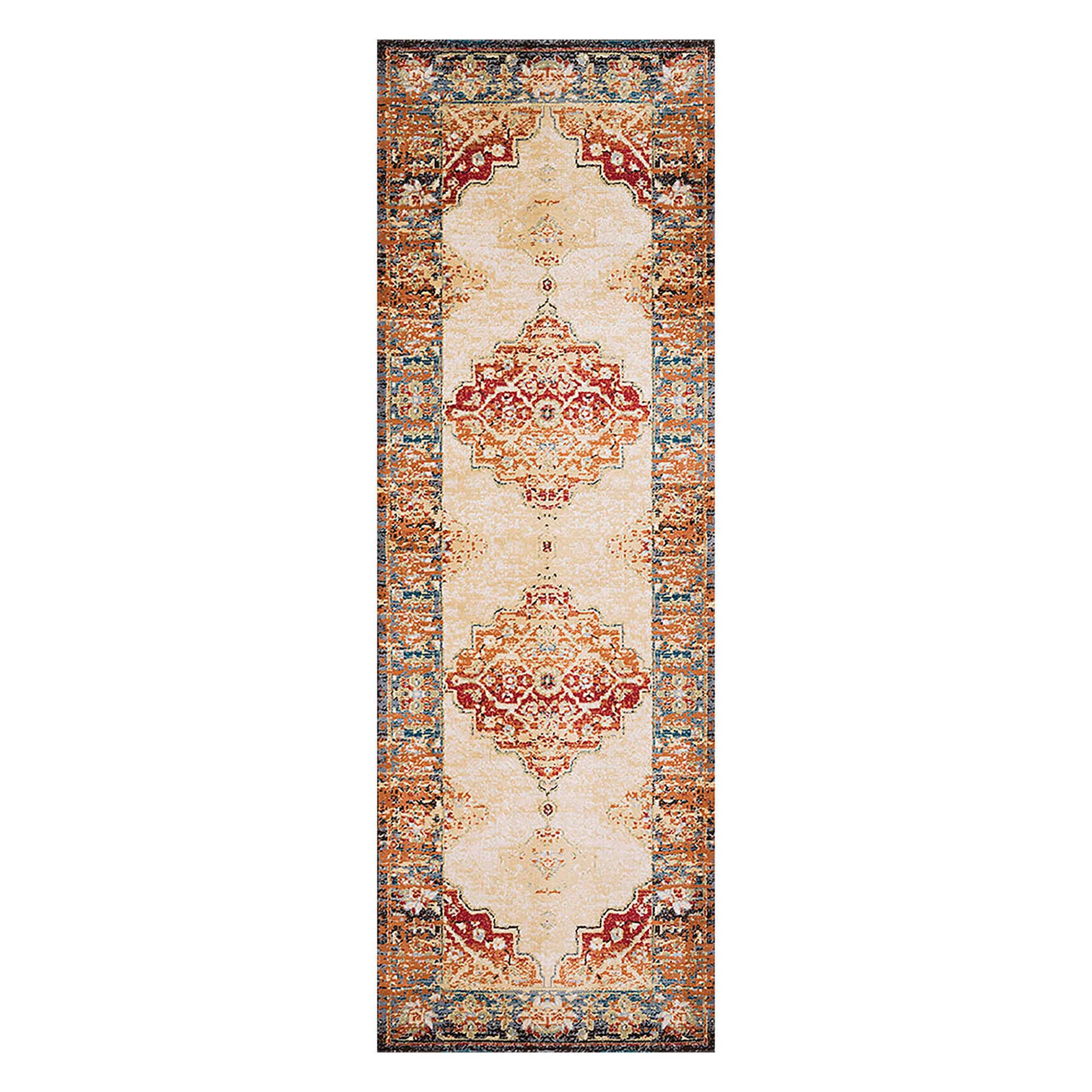 (D474) Alisa Medallion Ivory Sunset Runner, 2x7